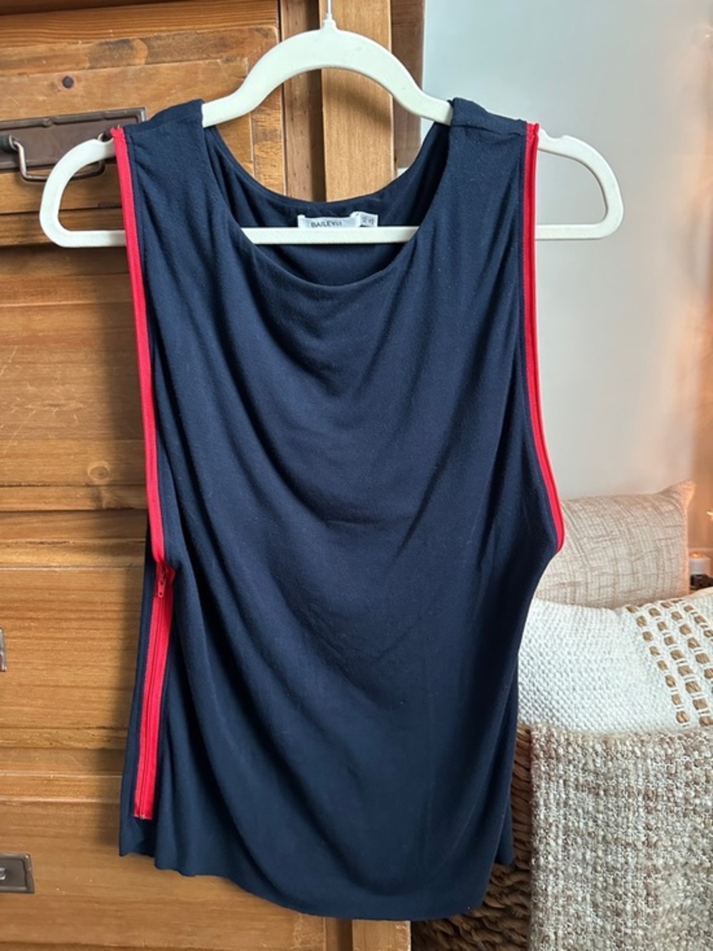 Bailey 44 Navy Tank Top with Red Side Zipper